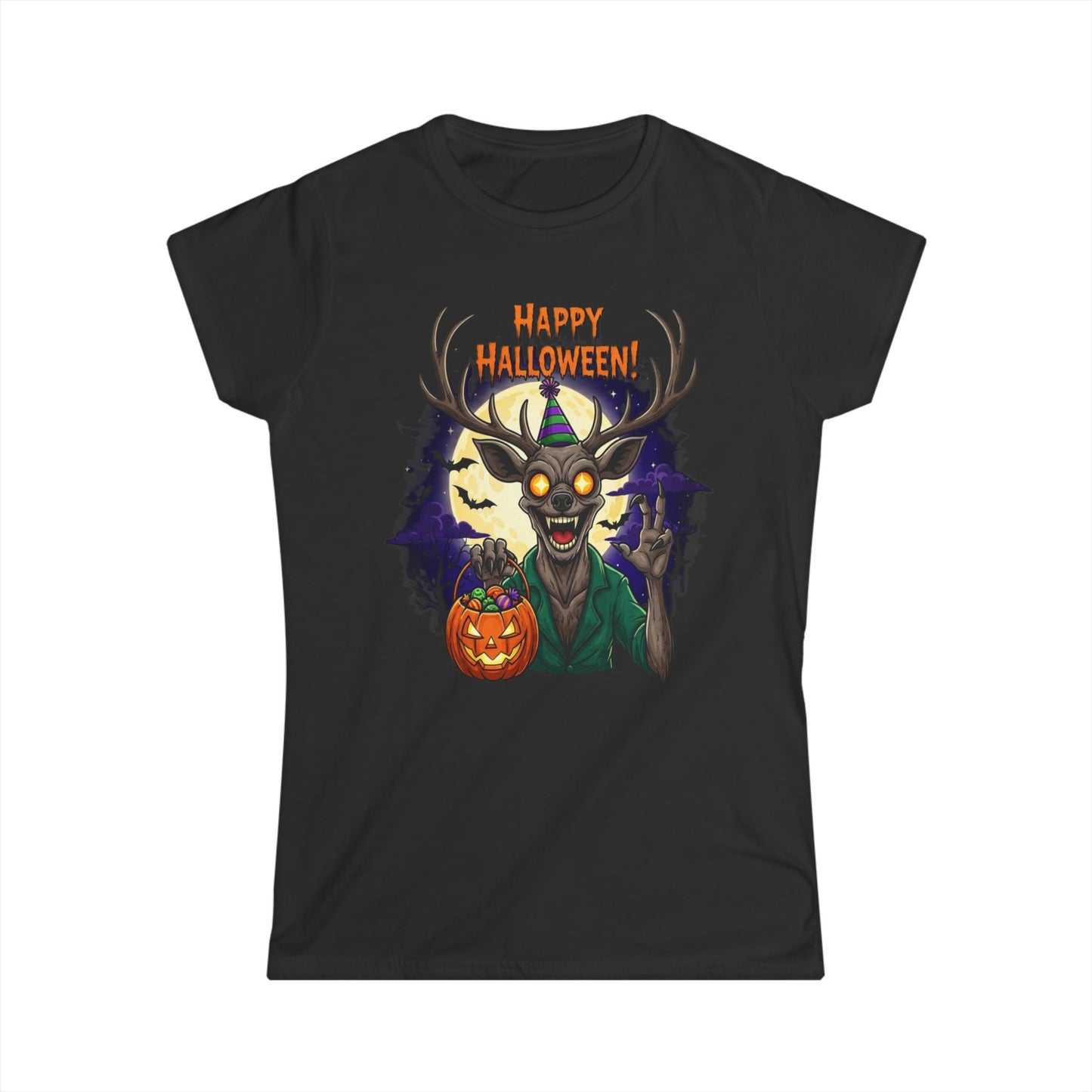 Womens Happy Halloween Wendigo Softstyle Tee