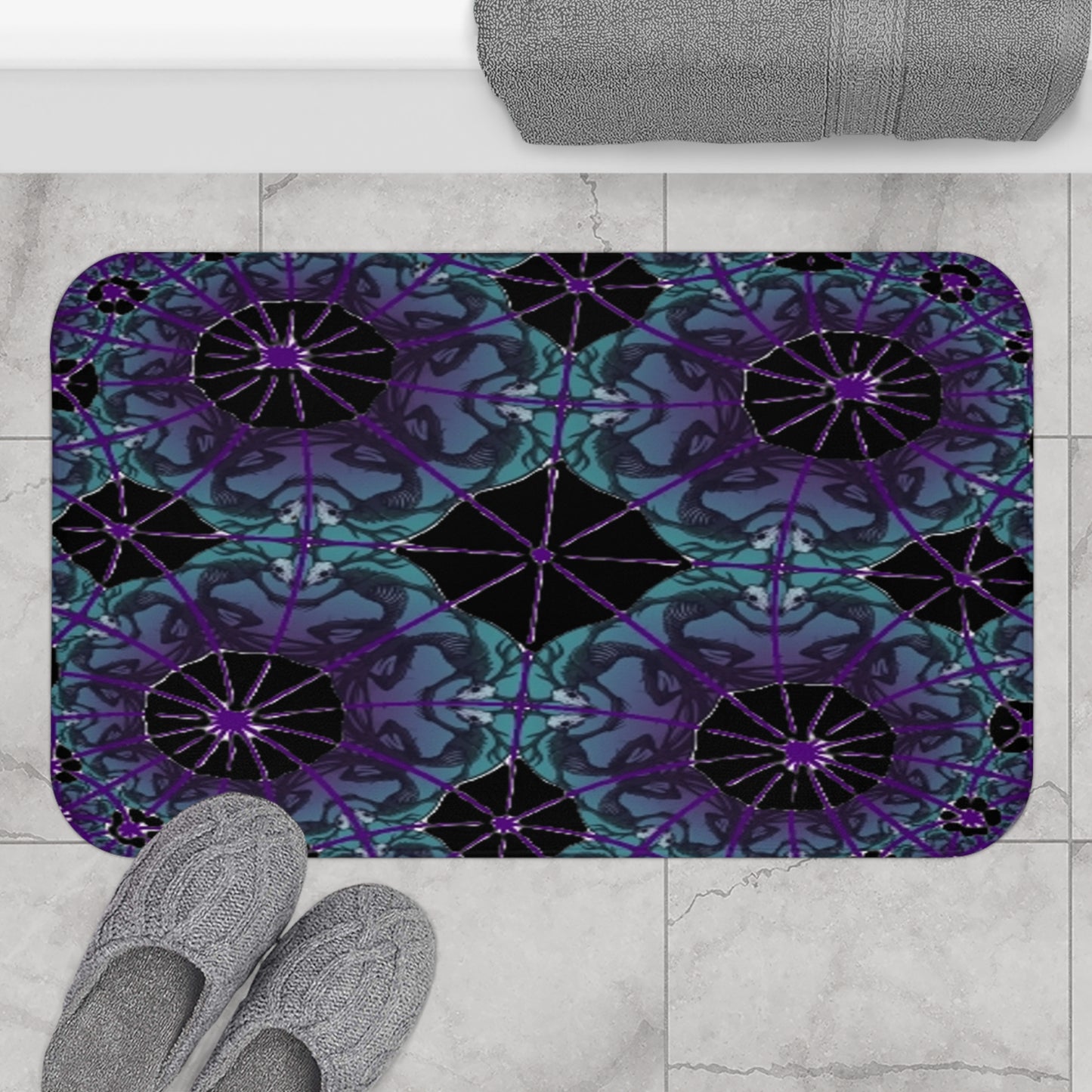Black Kaleidoscope Wendigo Bath Mat