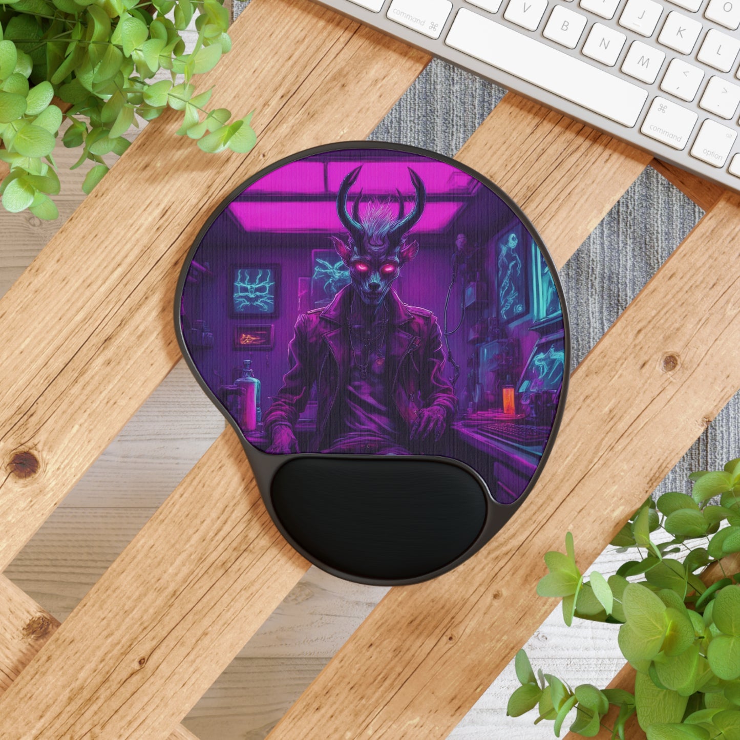 Neon Cryptid Jackalope Mouse Pad
