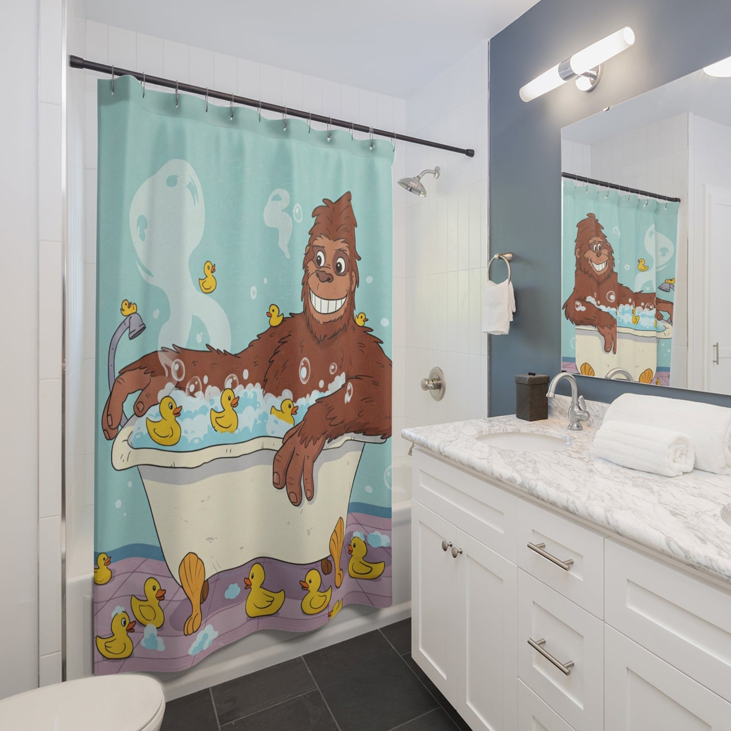 Bigfoot Bath Time Shower Curtain