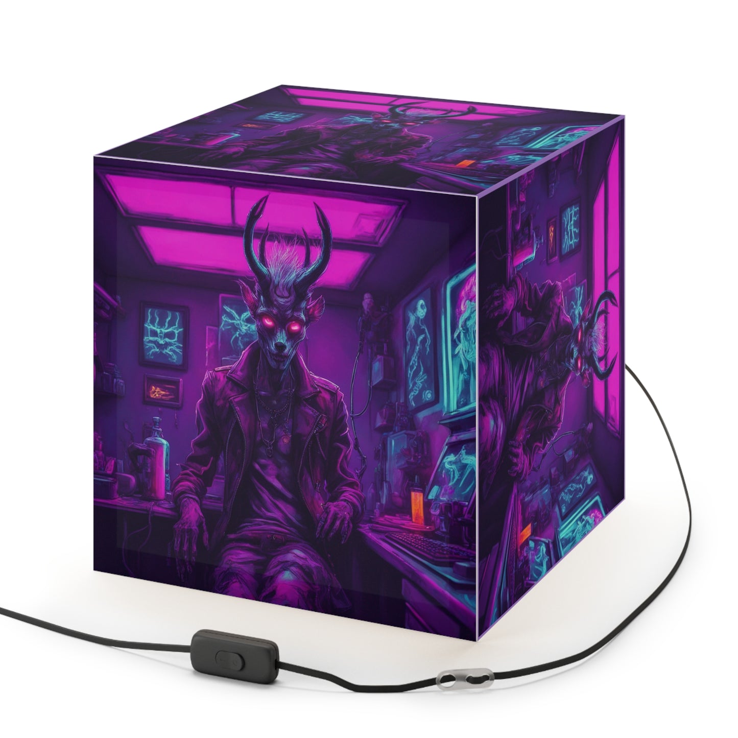 Neon Cryptid Jackalope Light Cube