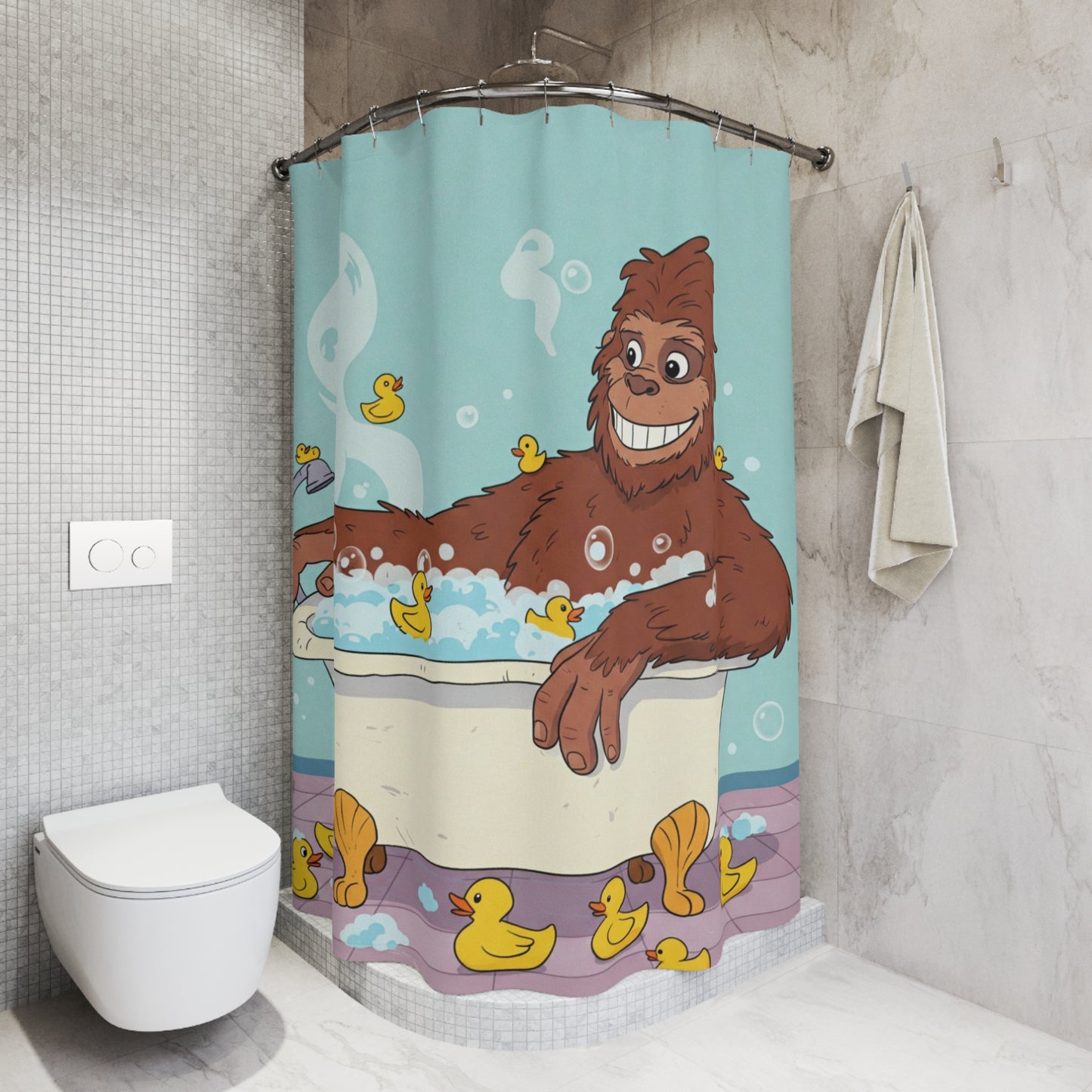 Bigfoot Bath Time Shower Curtain