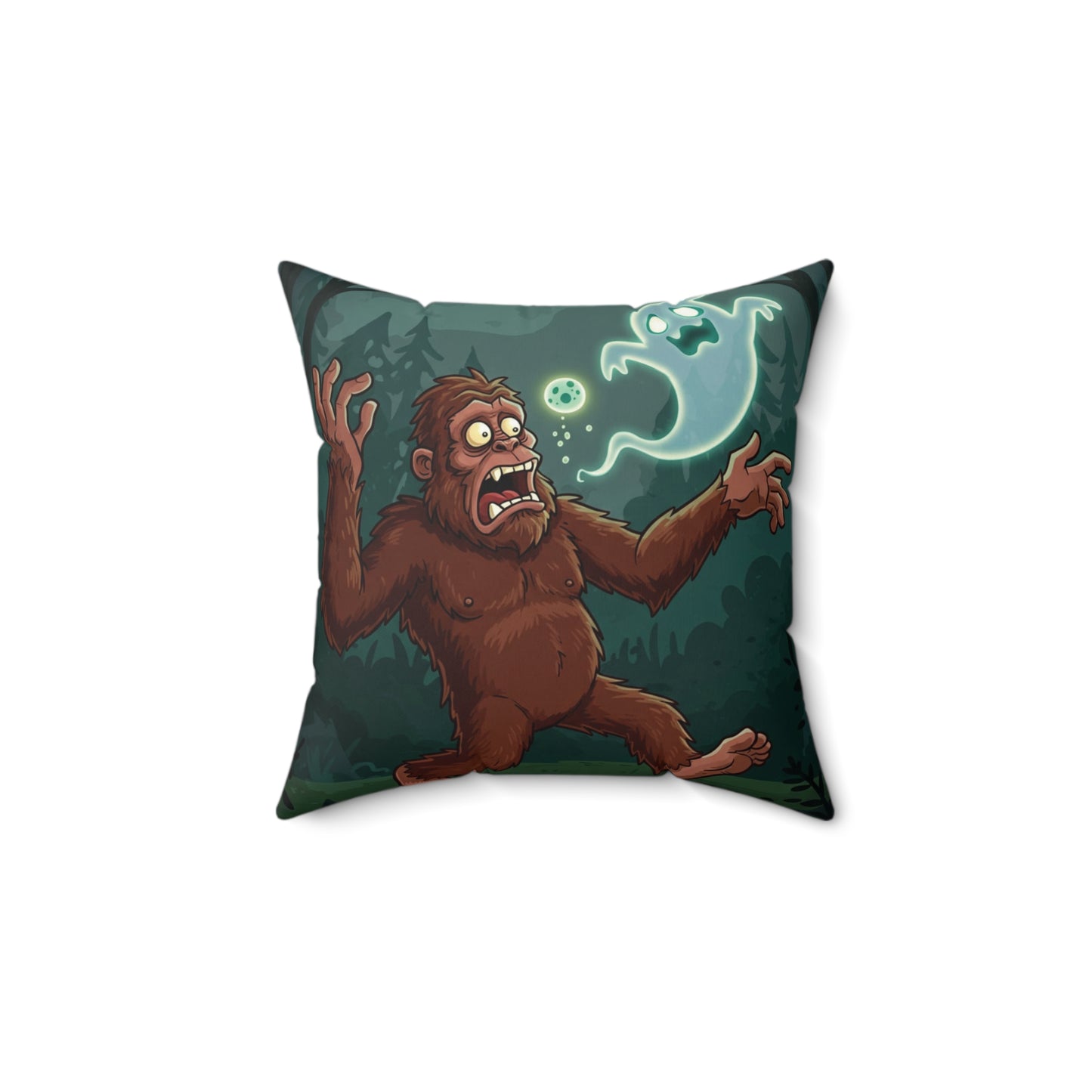Bigfoot and Ghost Square Pillow