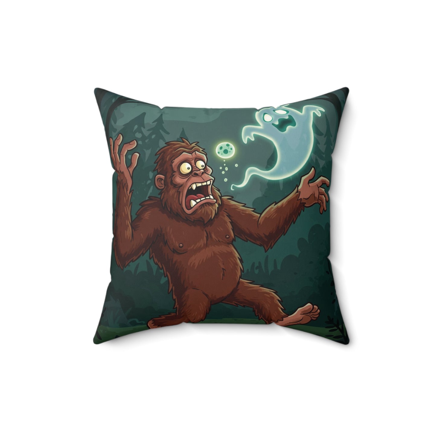 Bigfoot and Ghost Square Pillow