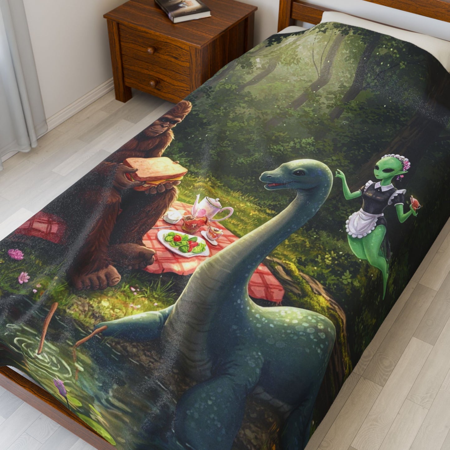 Cryptid Picnic Velveteen Plush Blanket