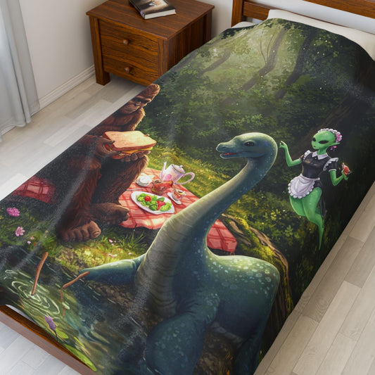 Cryptid Picnic Velveteen Plush Blanket