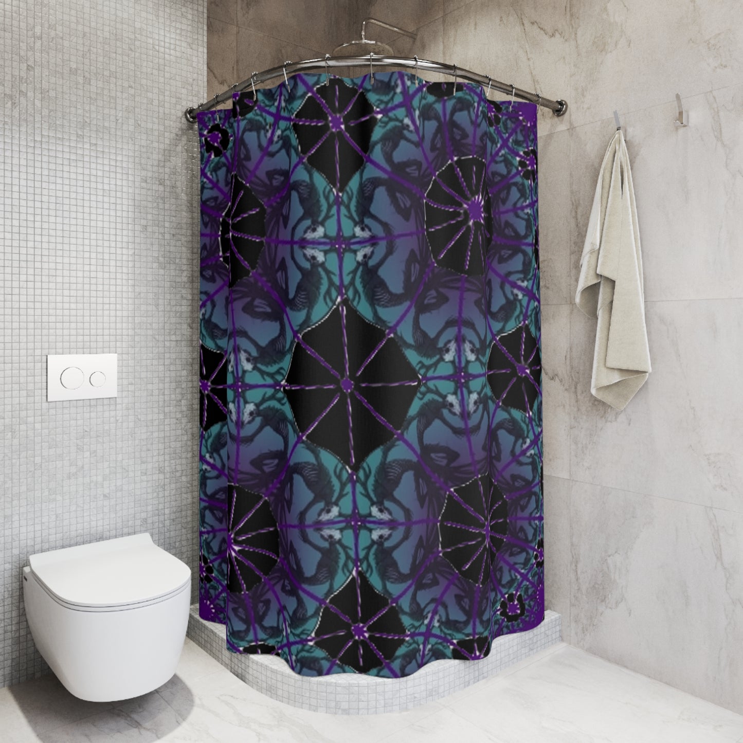 Black Kaleidoscope Wendigo Shower Curtain