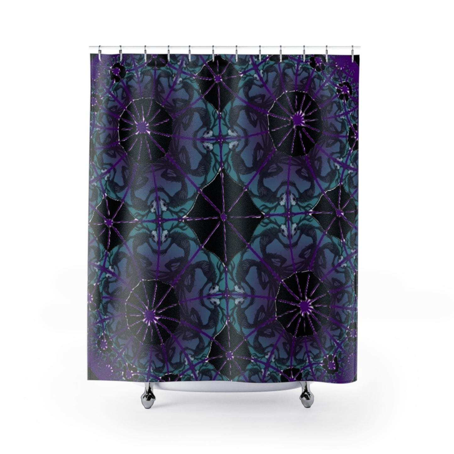 Black Kaleidoscope Wendigo Shower Curtain