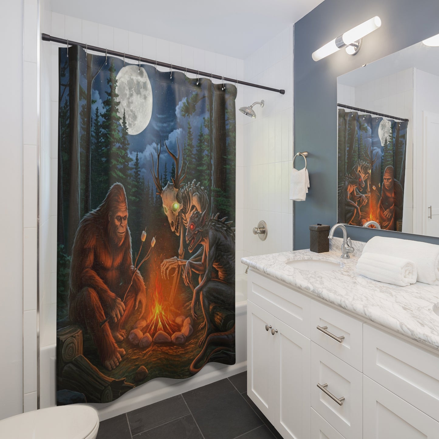 Cryptids Camping Shower Curtain