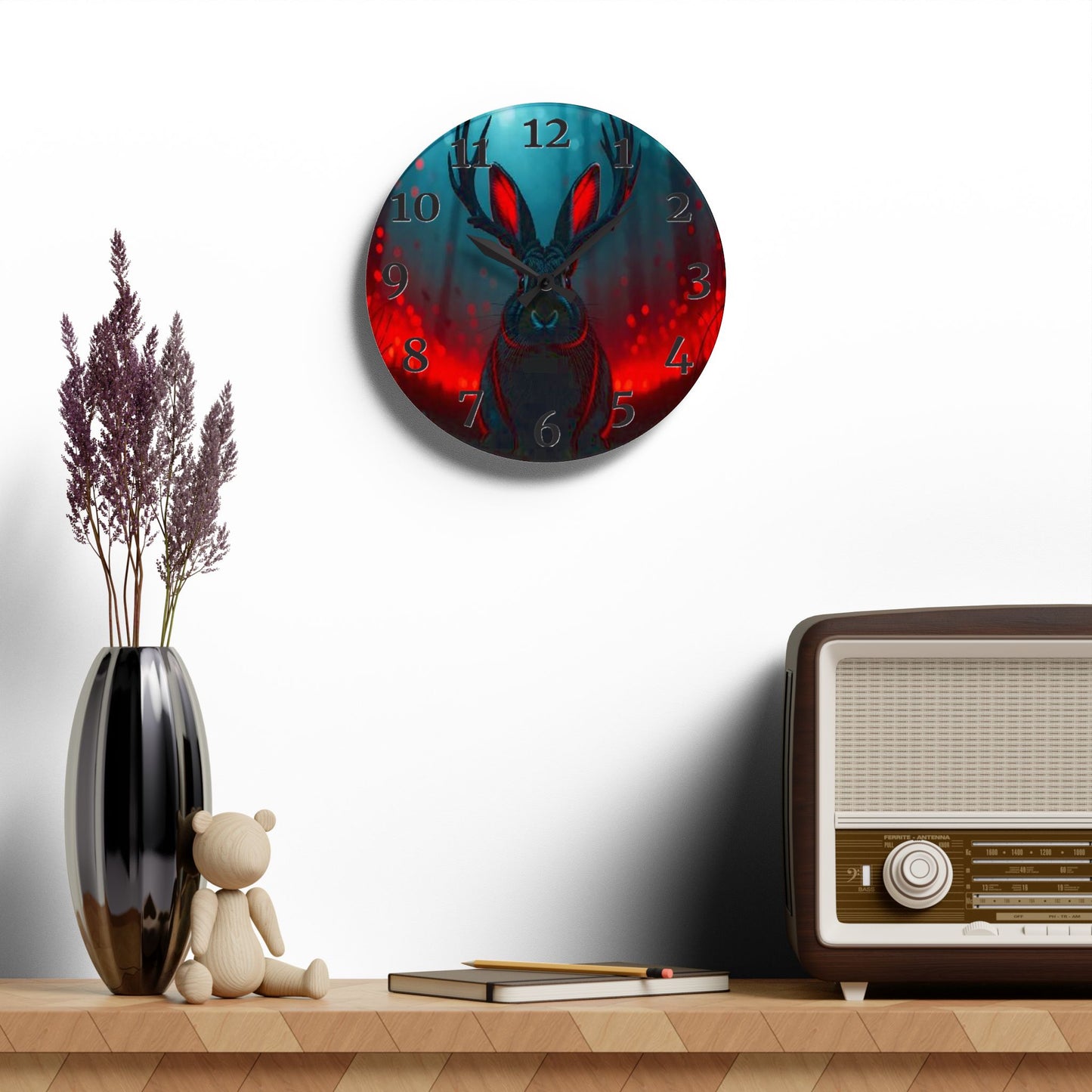 Demon Jackalope Acrylic Wall Clock