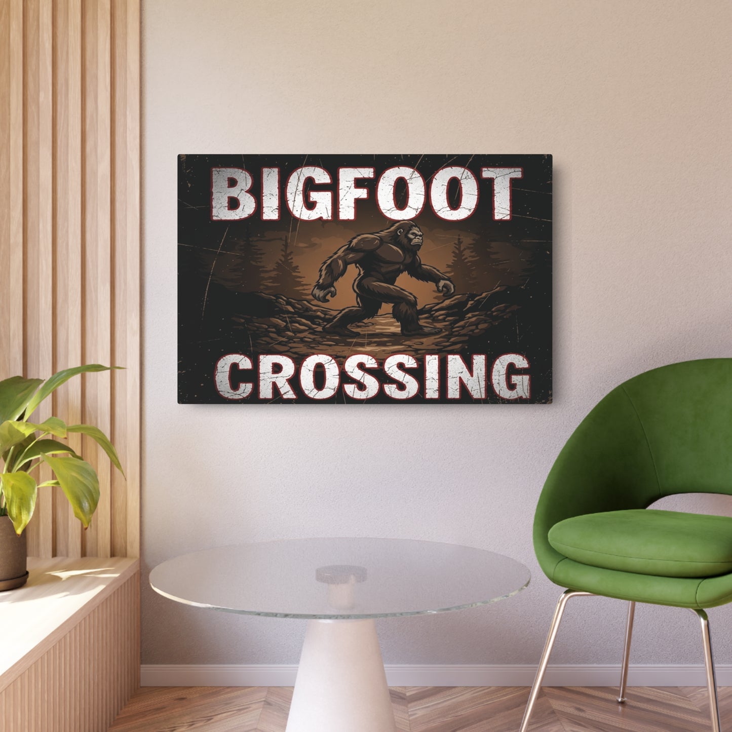 Bigfoot Crossing Metal Art Sign