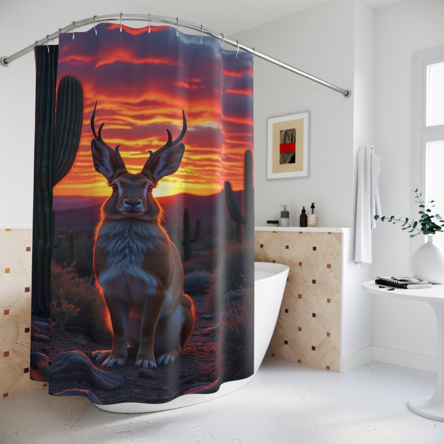 Jackalope Desert Sunset Shower Curtain