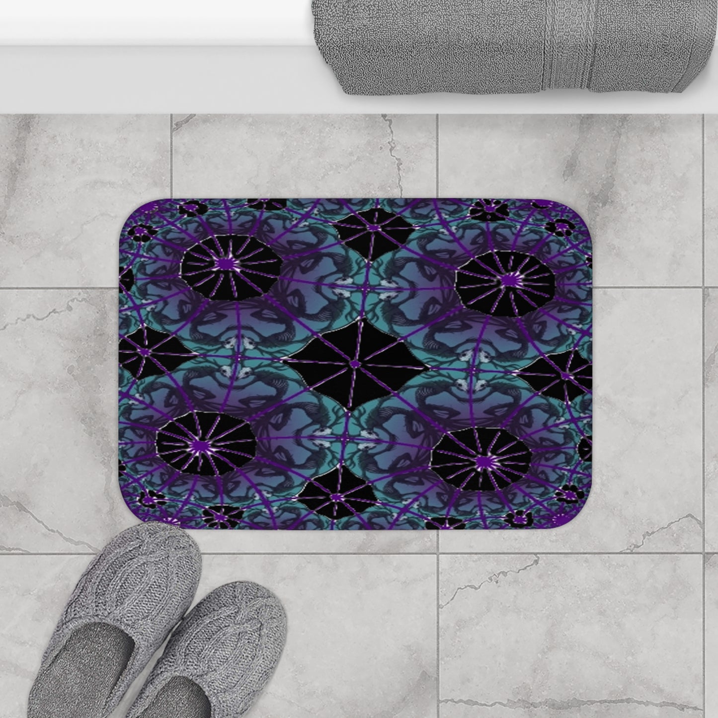 Black Kaleidoscope Wendigo Bath Mat