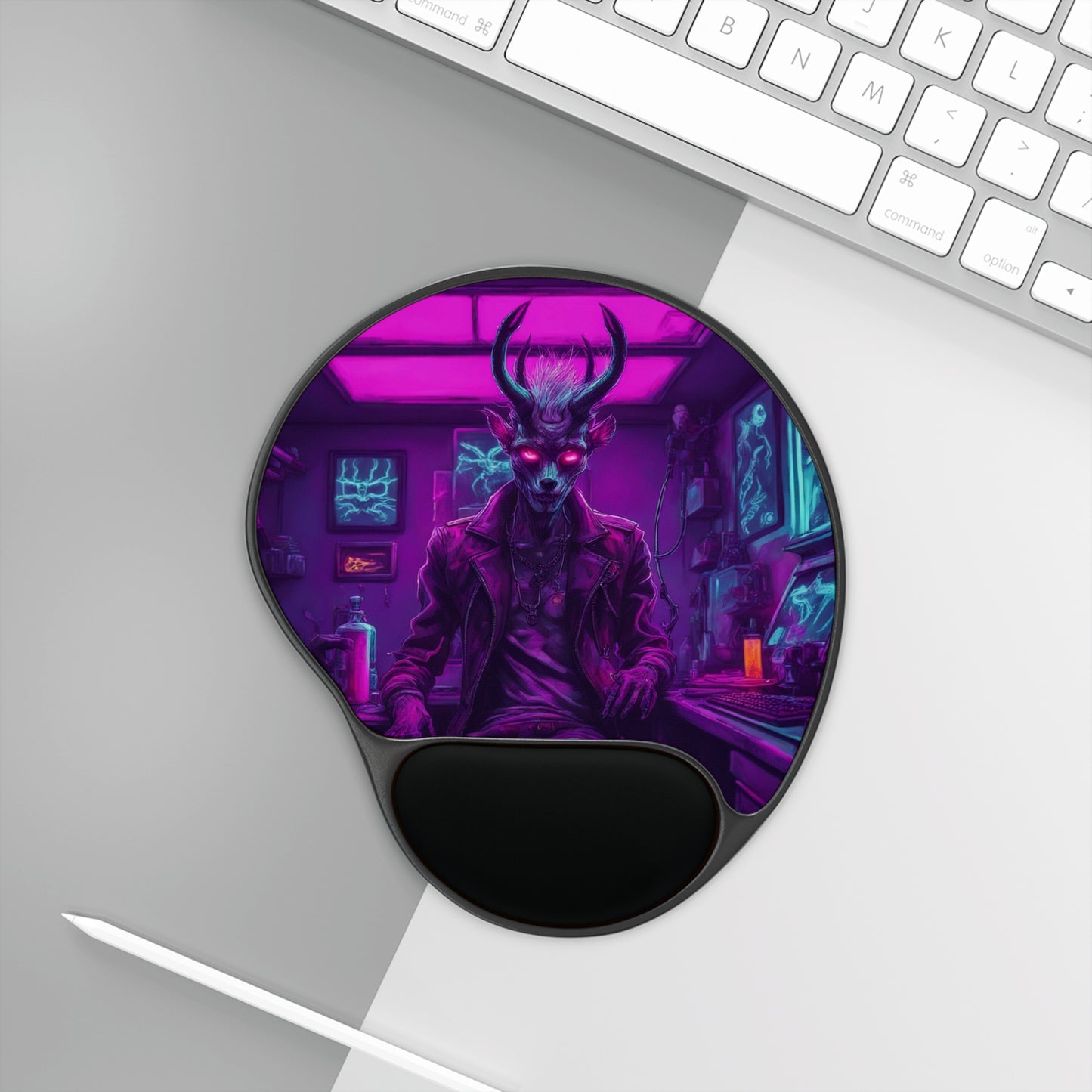 Neon Cryptid Jackalope Mouse Pad
