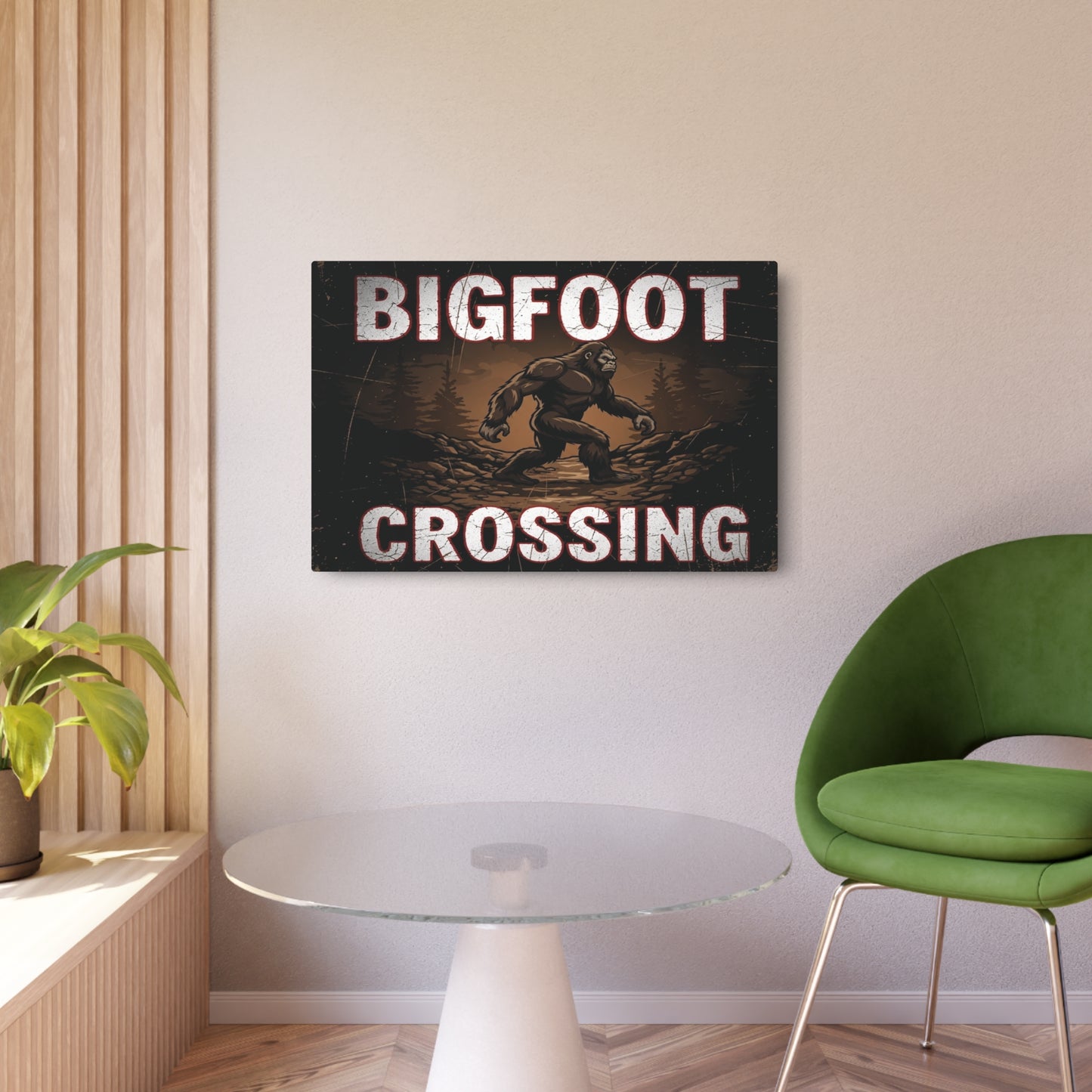 Bigfoot Crossing Metal Art Sign