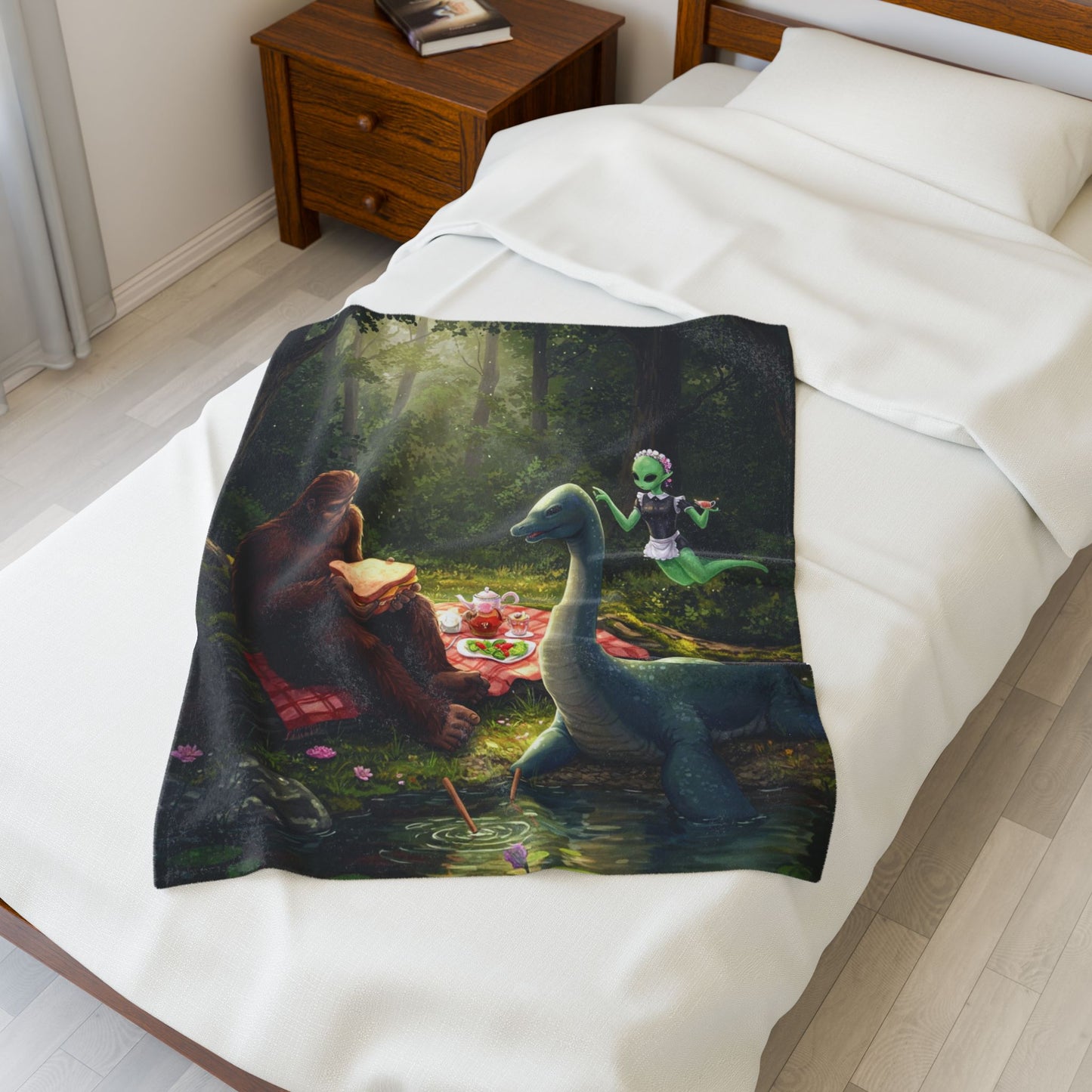 Cryptid Picnic Velveteen Plush Blanket