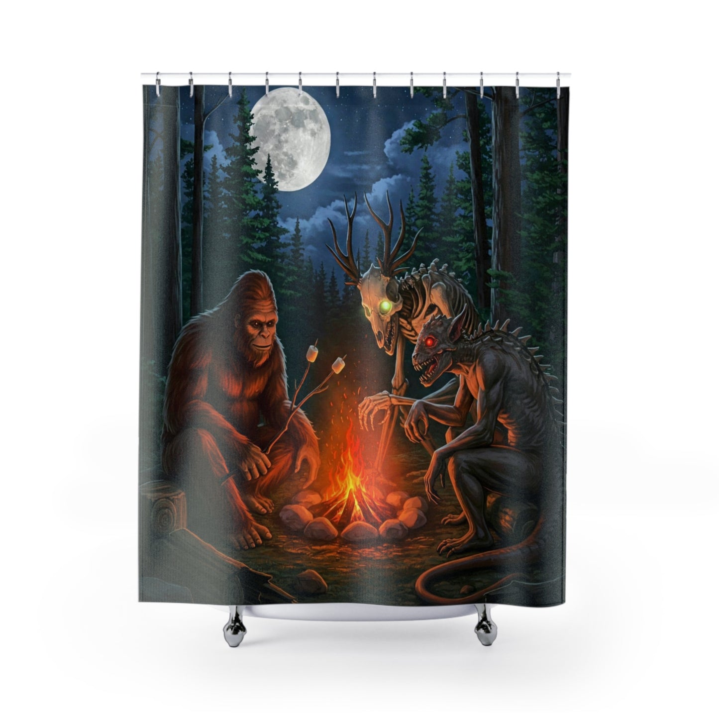 Cryptids Camping Shower Curtain