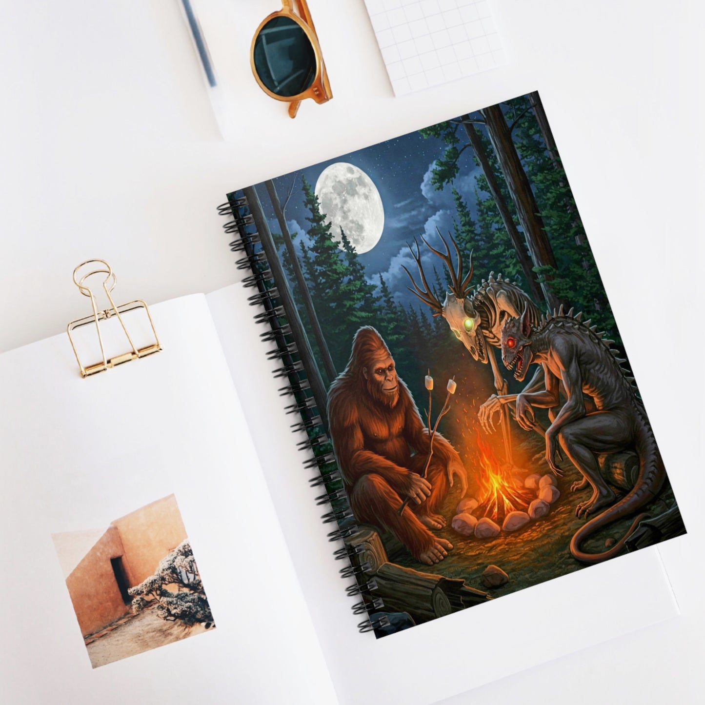 Cryptids Camping Spiral Notebook