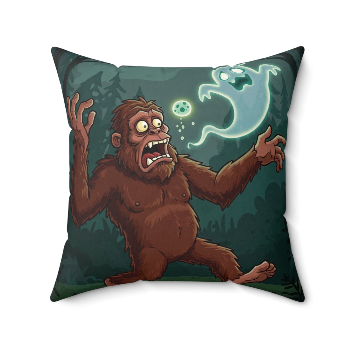 Bigfoot and Ghost Square Pillow