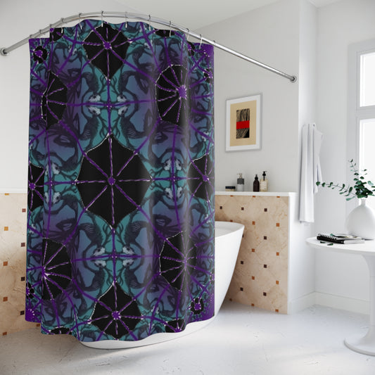 Black Kaleidoscope Wendigo Shower Curtain
