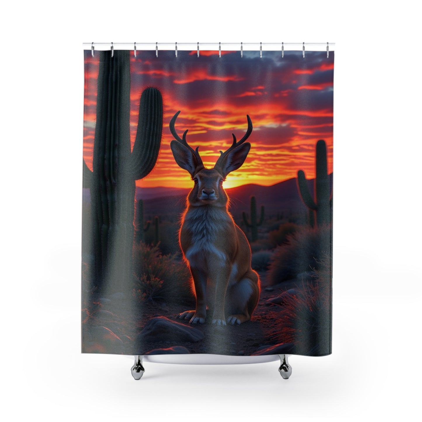 Jackalope Desert Sunset Shower Curtain