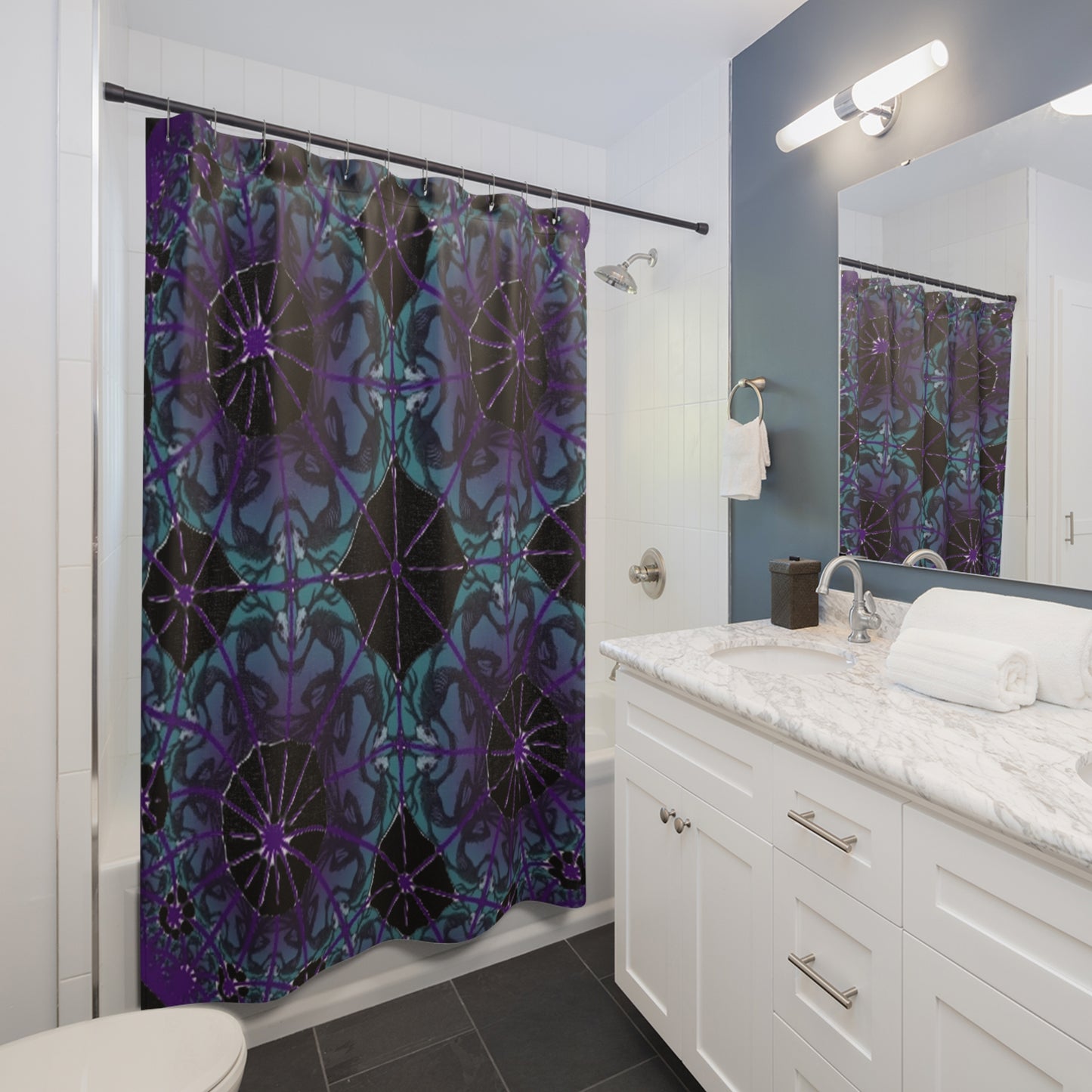 Black Kaleidoscope Wendigo Shower Curtain