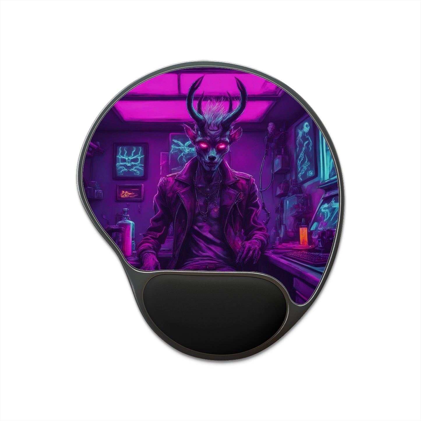 Neon Cryptid Jackalope Mouse Pad