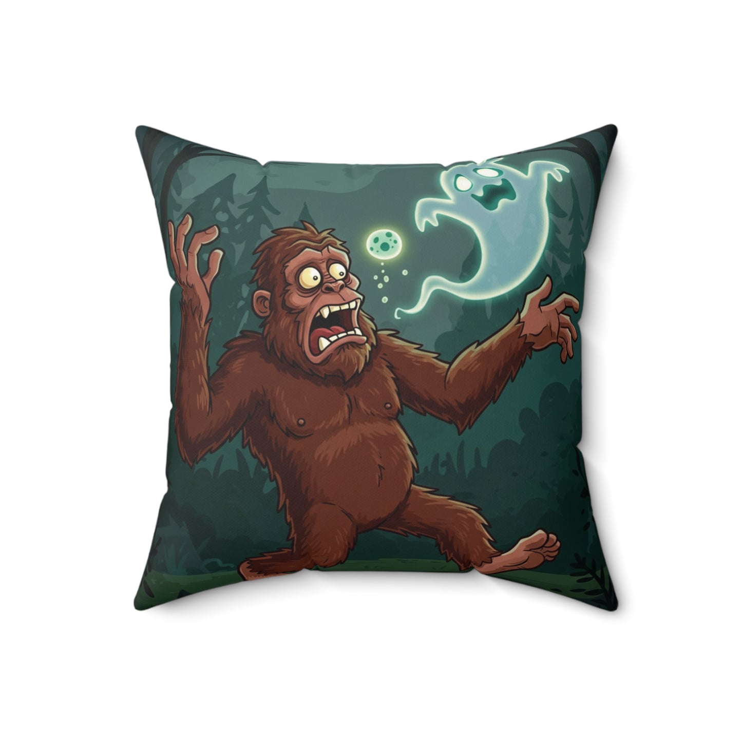 Bigfoot and Ghost Square Pillow