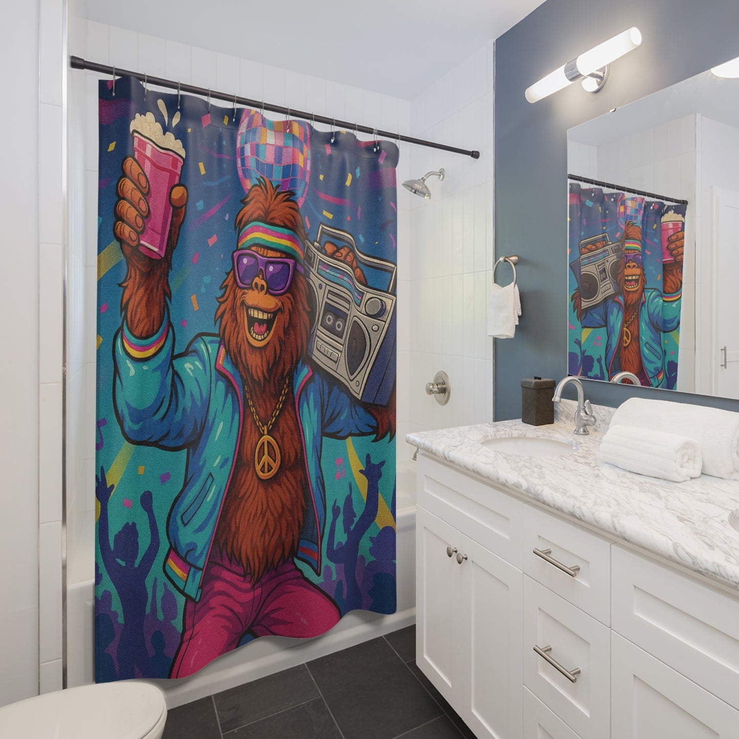 Disco Bigfoot Shower Curtain