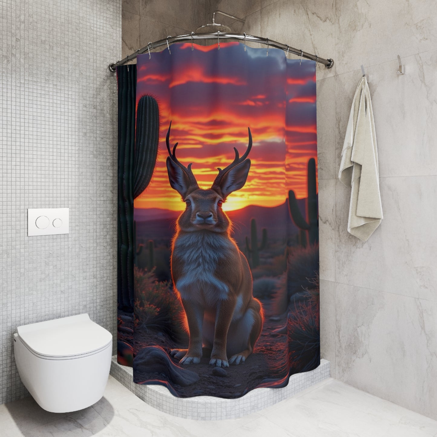 Jackalope Desert Sunset Shower Curtain