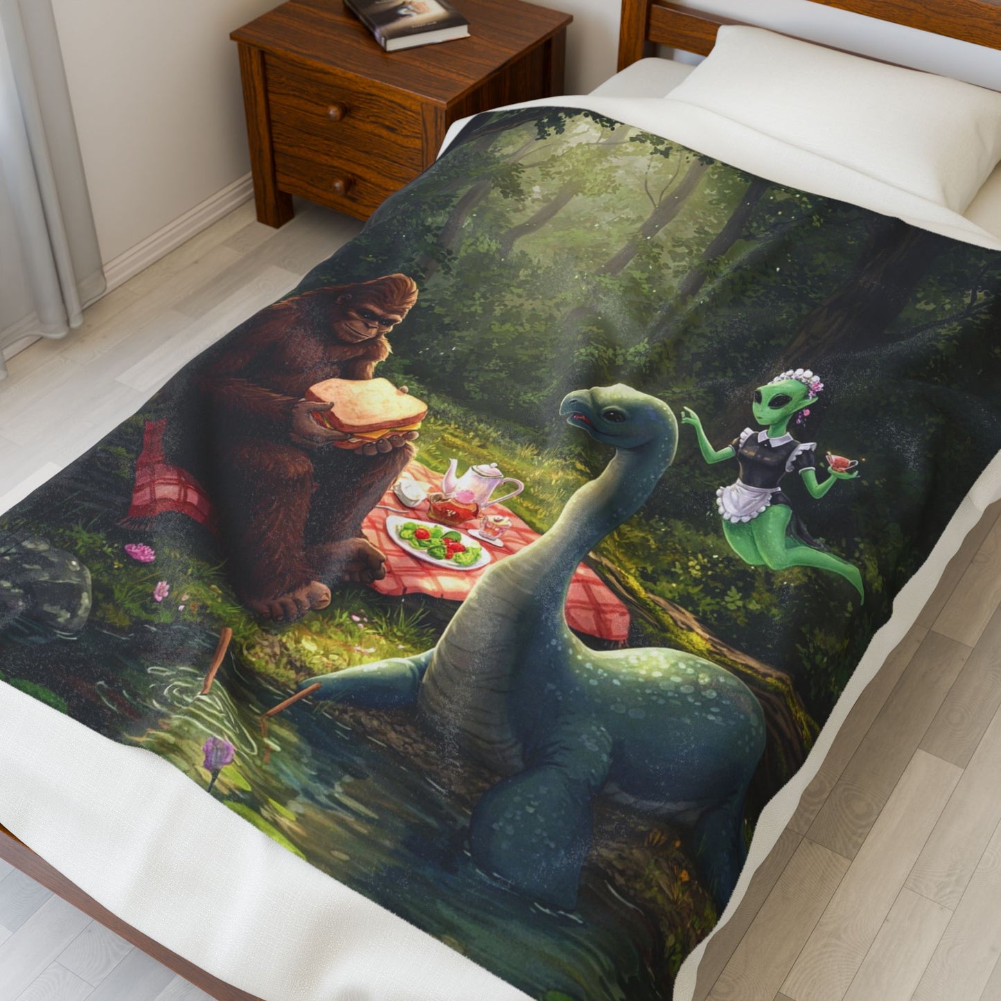 Cryptid Picnic Velveteen Plush Blanket